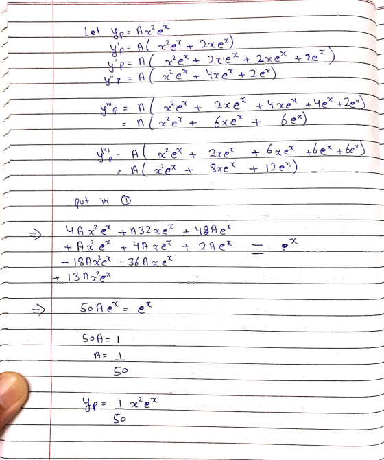 x Let yp = A x² e Yp = A lx x² et 2x e y p = x² et + 2x.ex + 2xiex + 2oces + ze A ne² e AC x² 2 4x ett 2ex) + yp= c² et + a