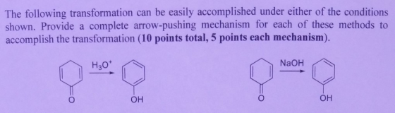 The following transformation can be easily accomplished under either of the conditions shown. Provide a complete arrow-pushin