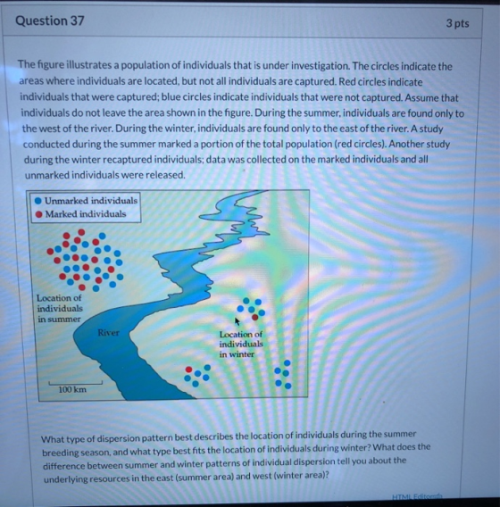 Question 37 3 pts The figure illustrates a population of individuals that is under investigation. The circles indicate the ar