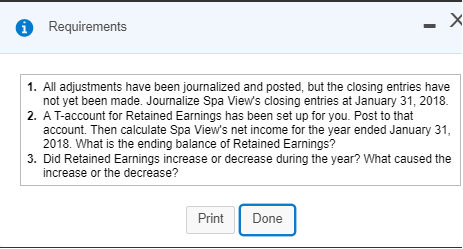 Requirements uemaliu saua vdears dosing entieh t Januang1.,21012 1. All adjustments have been journalized and posted, but the