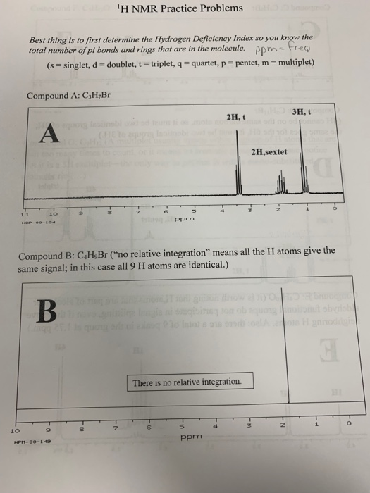 H NMR Practice Problems Best thing is to first determine the Hydrogen Deficiency Index so you know the total number of pi bo