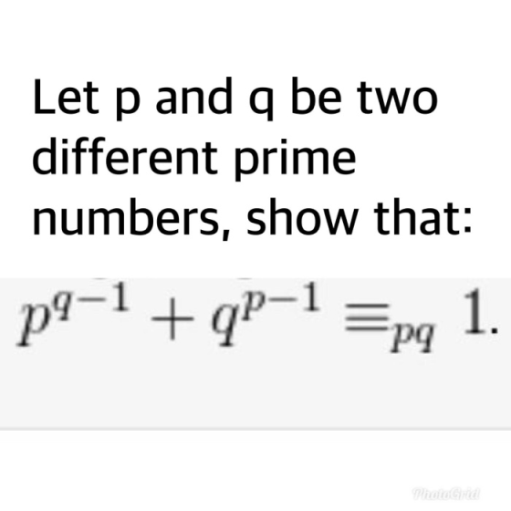 Let p and q be two different prime numbers, show that. q-1 Pa