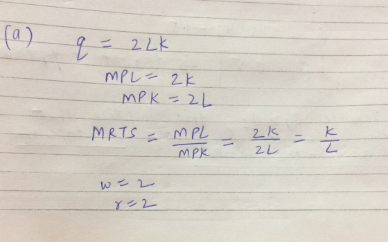 (a) 9 - 22k MPL 2k MPK - 2L MRTS - MPL - 24 - 2 MPK 2 L we 2 82