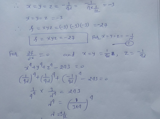 12 x=y=2=-2 / d x = -3 g=y= 2 = -3 f = xyz = 63) (-3) (-3) =-27 f = xyz =-27 For x=y=2= .: 2 = 1 / For at = 0 and x=y = 1/2 x