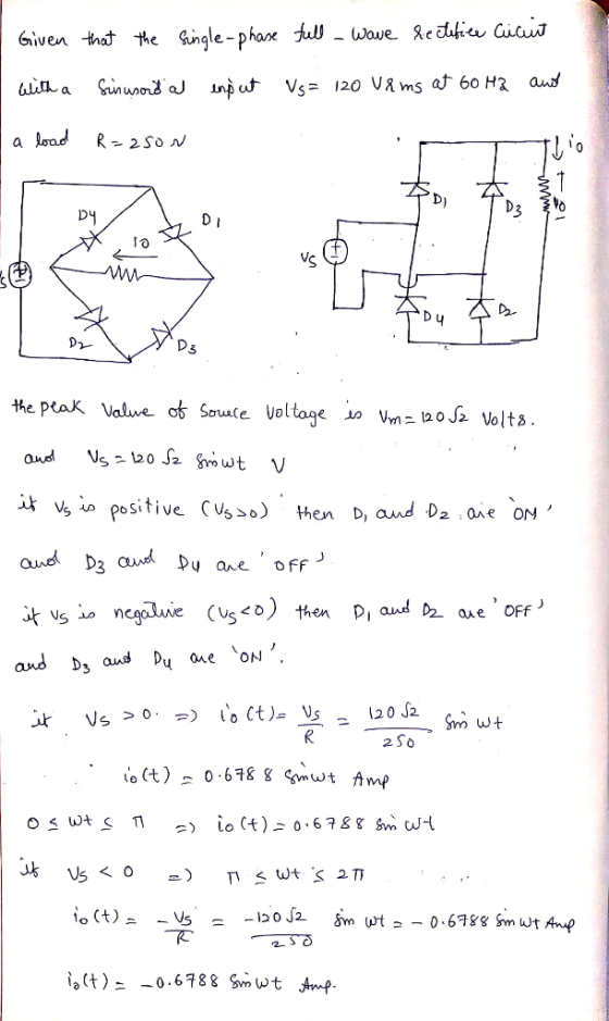Wave ecifiu Ciut Given that the Gingle-phax ful ulith a inp ut Vs 120 V&ms af 60 H3 au a load 2 S0 N R D4 D I ww Du D3 the p