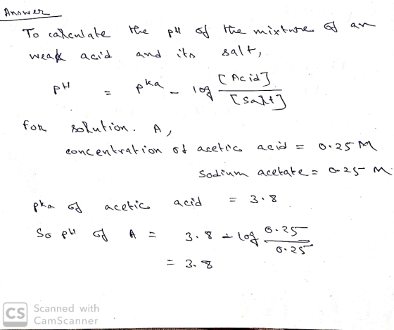of an Answer To calculate weak acid pH . the pH of the mixture and its salt, pka in [Acid] . for solution. A, - concentration