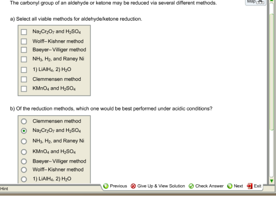 The carbonyl group of an aldehyde or ketone may be