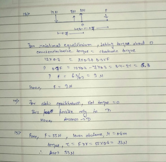 EN BN Hois for rotational equilibrium taking torque about o countercloclauise torque a cdockwise forque. . 12x017 = 8x0.34 0.