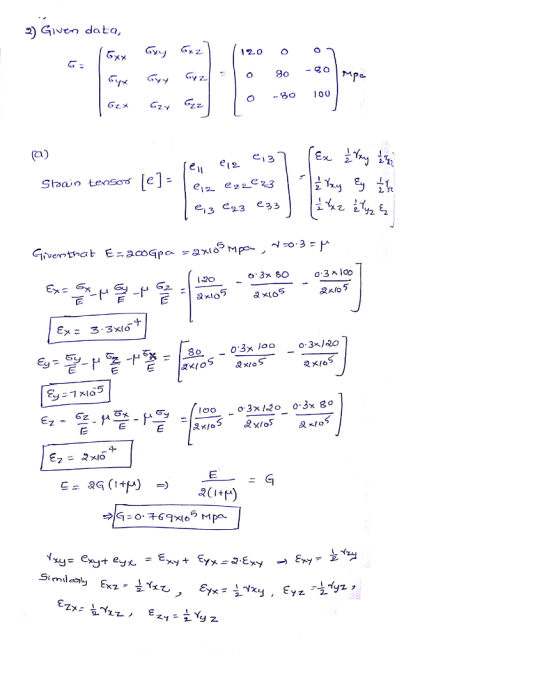 2) Given data, 15xx Guy Guz] (120 on GHz 30-80 mipa To -30 100 o 80 100 (a) lei era e,37 (Ex hy to Stain tensos [e] = |ez ere