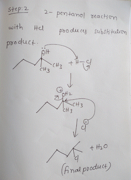 step22- pentanol seachiom with Hcl poducy sabshtutiom tuIT oduct 30 と#3 CH3 cH 3 dl had poduct)