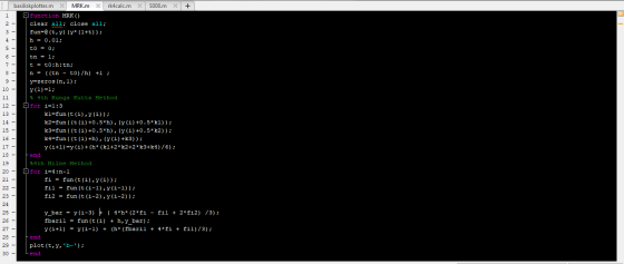 + 1 2 3 4 5 7 8 9 10 11 12 13 basiliskplotter.m x MRK.m X rk4calc.m S008.m X Q function MRK) clear all; close all; fun=@(t,y)