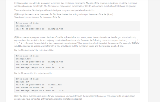In this exercise, you will build a program to process files containing paragraphs. The aim of the program is to simply count