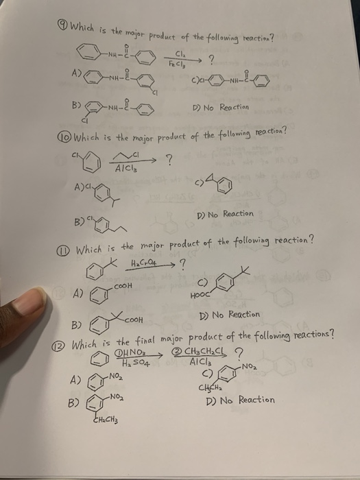 is the major product of the following reaction? By TNH-80 ) No Reaction which is the major product of the following reaction?