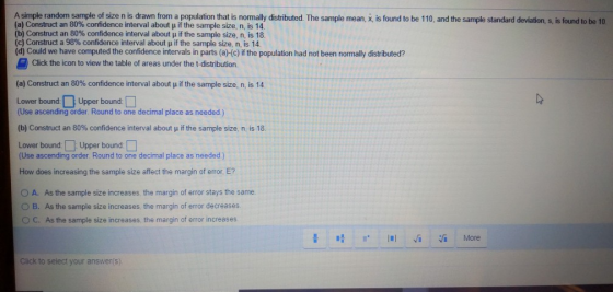 A simple random sample of size n is drawn from a population that is normally distributed. The sample mean, X, is found to be