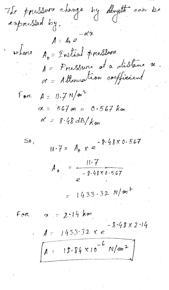 The pressure change by dength can be A = Ao e where. As Instial pressure A Pressure at a distame si da Attenuation coefficien