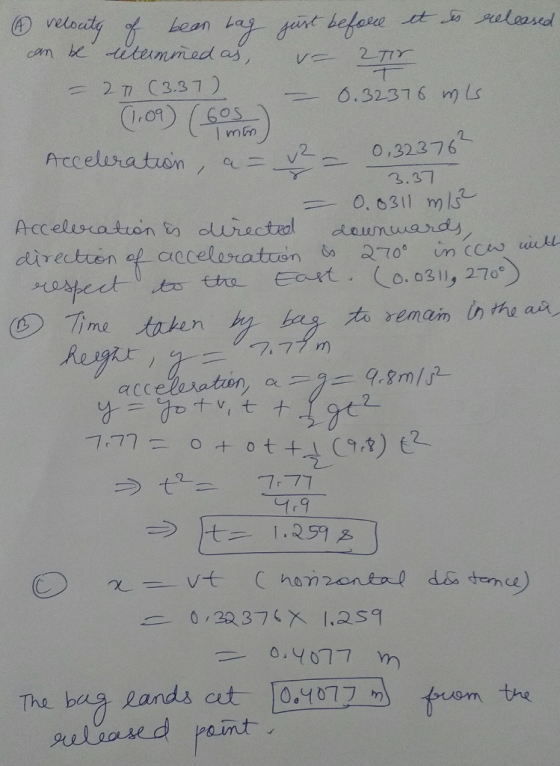 velo Lean La C3.3 7 ) 一 6.32.376 mLs I mn Accelerat am , aニ J-- 0,32376 3.37 0, 6311 m He .eet. U Earl . Co o31, 270°) tu. 7.77 m accelera den, a 9.- 1.9 0.4077 m The bag Rands t 0,4077