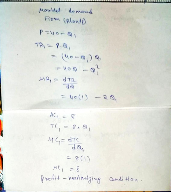 Morldet demand Firm (plout) P yo-Q1 TRIP.Q MAI-dTR uo()a AC TC dai 8C1) Condi e frtit-ni g