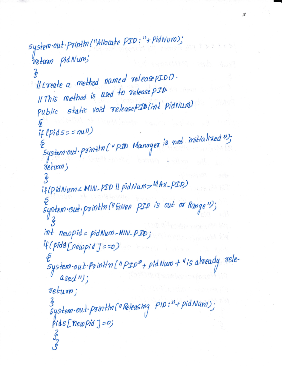 SystmPrinAlecate PrD: PidNvm) Il crate a melhod named valeas PIDO II This method is lsed to velease pJD Public static void r