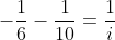 -\frac{1}{6}-\frac{1}{10}=\frac{1}{i}