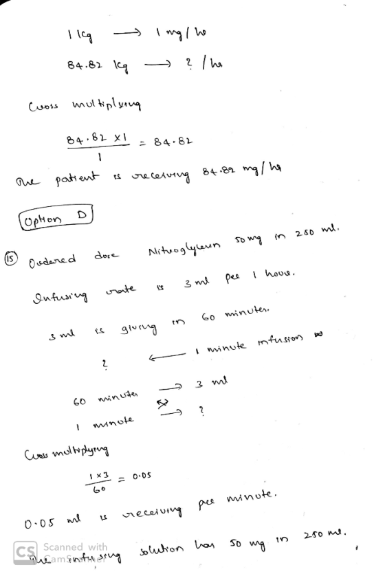 Ilg 64.82 leq ingine ?Ina Cross multiplying 84.82 X L-84.82 one patient is receiving 84.82 mg/ha Option o so ung in 250 ml ni