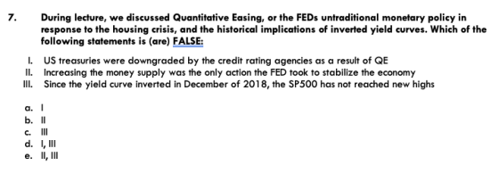 During lecture, we discussed Quantitative Easing, or the FEDs untraditional monetary policy in response to the housing crisis