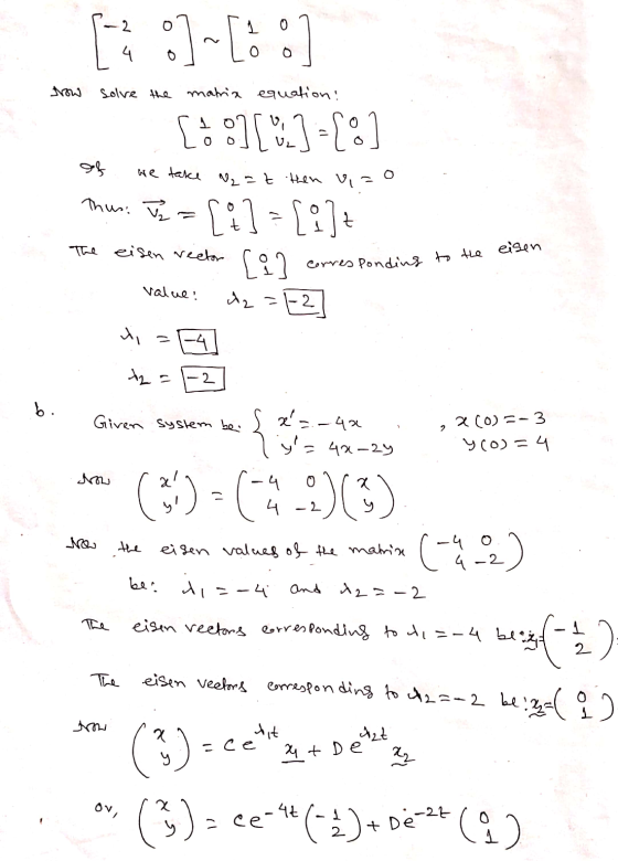 [:]-[::] Now solve the matria equation: [28] [2]-[:] are take N2 at then vi Thus. I [&] = {i}t [i The eisen vector eisen corr
