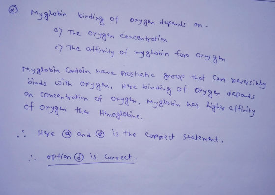 My globin binding of oxygen depands on.. ay The oxygen concentration e] The affinity of my globin foro Oxygen Myglobin Contai