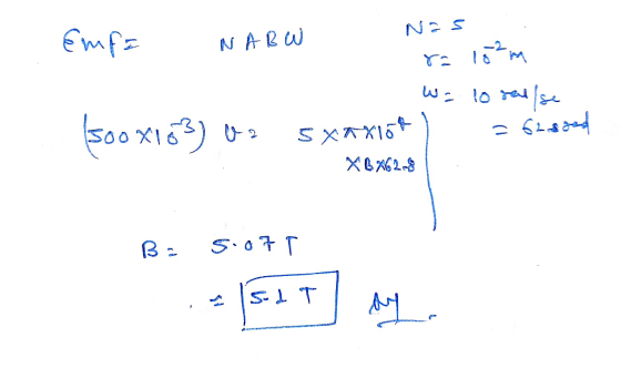 Emp= NARW 8= 10²m We lo read (500 x103) va sXariot = 628084 X 6462-8 Ba 5.07T Sod T ay