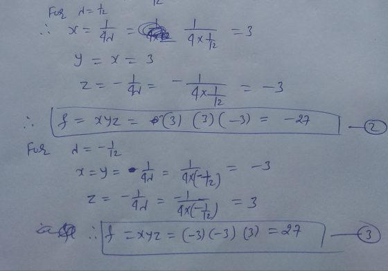For date x= - = ext=3 y = x = 3 2--- x+ = -3 3 – xy2 = $(3) (3) (-3) = -24 Fol d=-12 x=y=ofd = ax = -3 zada = 3 as :f =X42 =