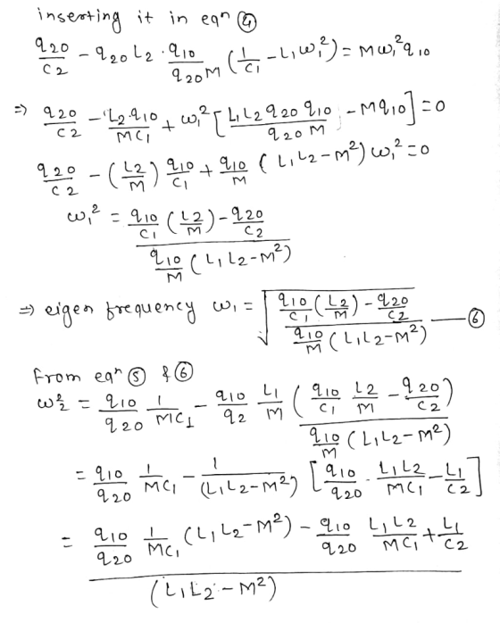 insetina it in eqn C 2 M C 연20 C 2 C2 2_ From egn⑤ CI 20 MC, MCI 2.