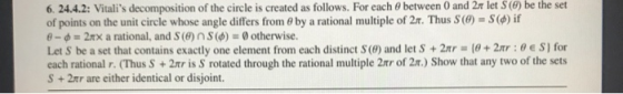 6. 24.4.2: Vitalis decomposition of the circle is created as follows. For each between 0 and 21 let so be the set of points