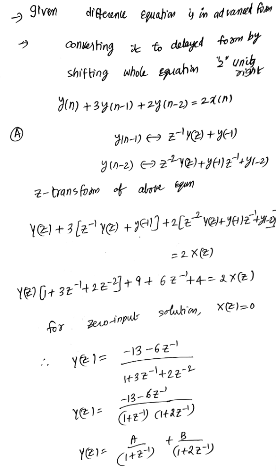 given diferente equatias ġ in advanced form converting it to delayed foom by shifting whole equahm 2 months gın) +34(n-1) +2y
