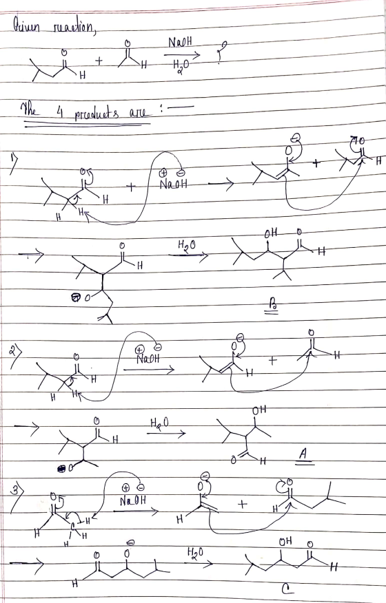 Quiven reaction, Nach CH to The 4 products are : AO A N + Nacht H 11 -OH. H₂O # I B ) Å Nach # + H H OH → H₂O > А H 05 NaOH +