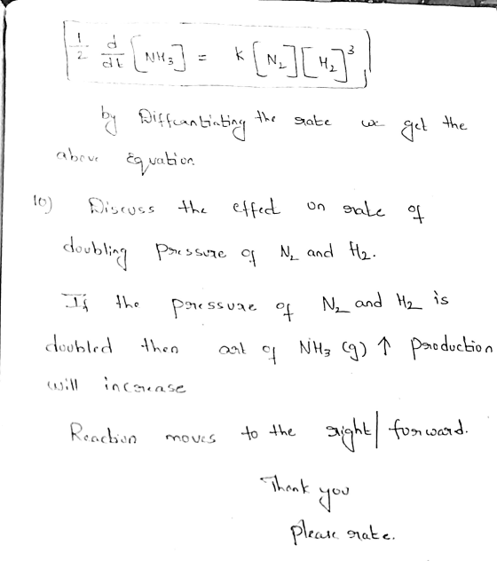 2 d di k [Note (][] by Differentiating Equation Discuss the effed on rate of the rate the get above 10 doubling Pressure of ,
