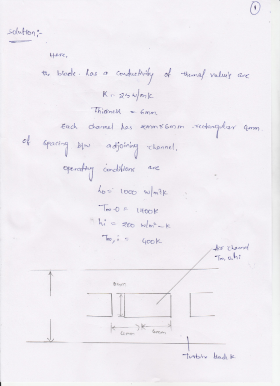 Solution HeNe, the blade, los a Conductrikl of -thenaf values a c Thitknesmam Each channel has mm 6mm rectangul or m 《Pacinab1w adjoining clonnel Channe ase donc oo k 2 hmm