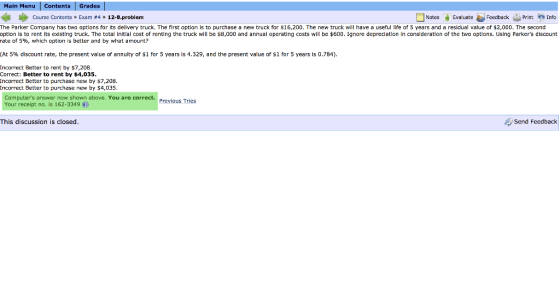Main Menu Contents Grades Notes Evaueck Prin Info Course Contents » Exam #4 >> 12-8.problem Print Info The Parker Company has