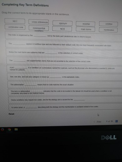ons Drag the correct term to ts appropriate blank in the sentence NEC cross references epooym nonessennal NOS man erms The nd
