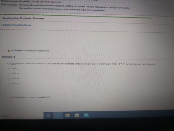 Mile Attempts Not allowed. This test can only be taken once Force Completion This test can be saved and resumed at any point