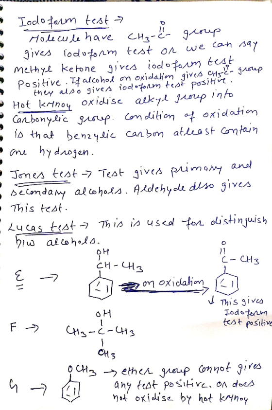 Iodo tam tst - Нodewle have сHg-E gusup ives lodfonm test on mcthy ketone givea iodofoum éct Positive Talcohol on oxidation g