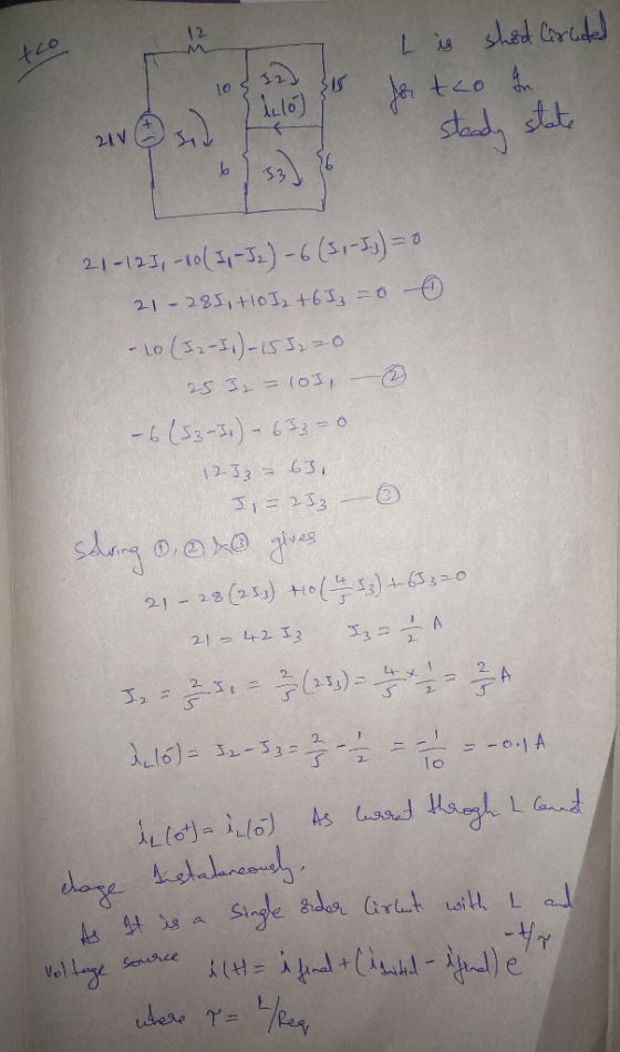 te 7 is shod Ciruded los Jer to 1v@ the tout date 13) 21-12], -10 (I, -J2) - 6 (5,- I3) = 0 21- 285, +10 I2 +6 Iz = 0 0 - 10
