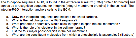 The tri-peptide sequence, RGD, is found in the ext
