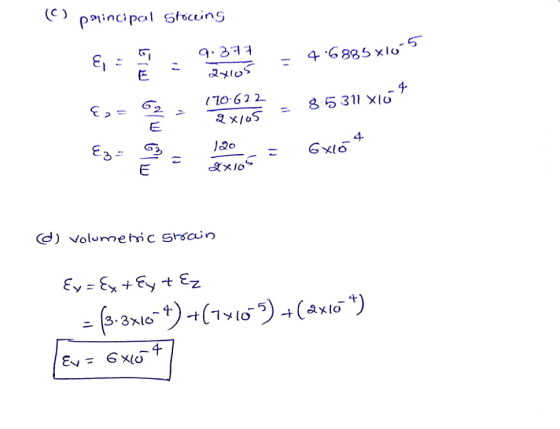 © principal Slowing 6 وا% 25 ). و 211 40 کنار | 622-10) 2 x 5 = 85314 لنا = ده وی مه = 6x64 d) volumeric shrain ع + رم + ع =