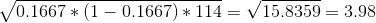 VO. 1 667 * (1-0.1667) * 114 1 5.8359 3.98