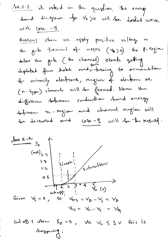 And 2.1 ts asked in the question, the energy band diagram for Vayo will be dashed were with case - I Reason? When we opply po