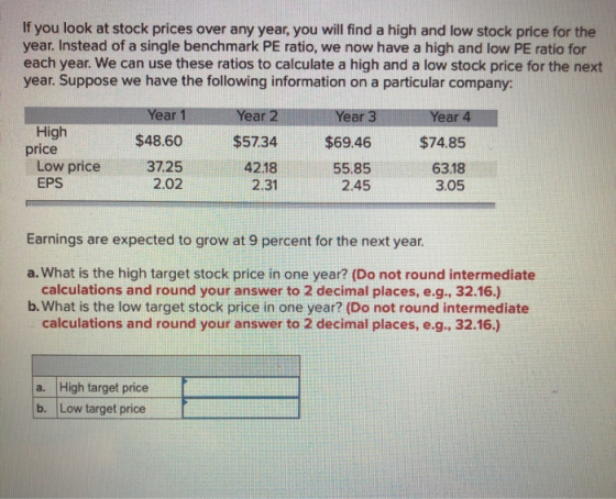 If you look at stock prices over any year, you will find a high and low stock price for the year. Instead of a single benchma