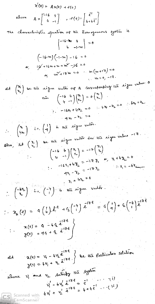 X(t) > Az(t) + ++) Albert A[*. :) 1449. [um] The characteristic equation of the homogeneous system is 1-16- 6-16m)(-1-3) -16.
