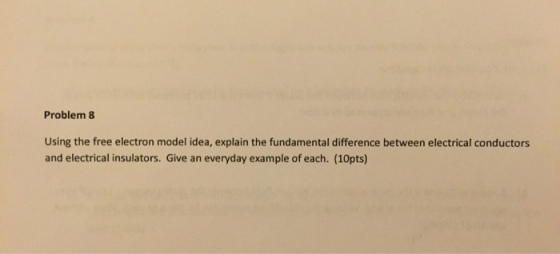Problem 8 Using the free electron model idea, expl