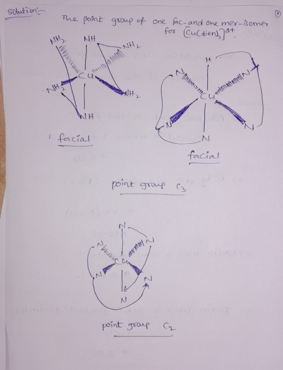 solution The point group of one fac- and one mer-isomer for @u(dien)]at NH OY MIN- NHA facial N facial point group ca Willoc