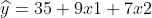 y = 35 + 9x1 + 7.42