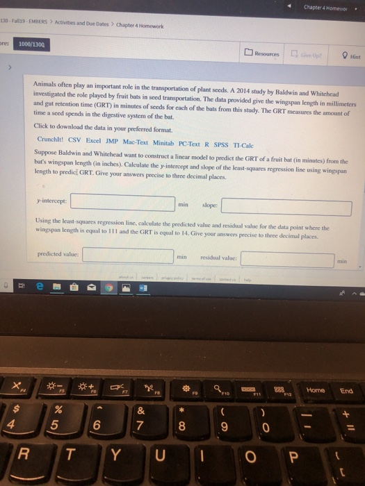 Chapter 4 Homewo . - Falls EMERS Activities and Due Dates > Chapter 4 Homework 1000/1300 Resources cive Upt o Hint Animals of